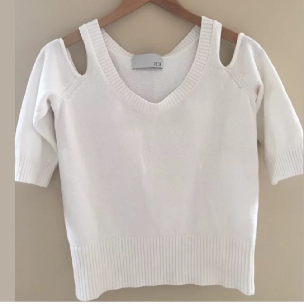 ROI Ivory Cold Shoulder 3/4 Sleeve Blouse Sz S